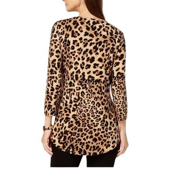 JM COLLECTION leopard 3/4-Sleeve Printed tunic - Picture 7 of 7
